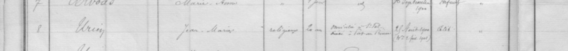 Table des successions et absences mentionnant le décès de Jean-Marie Urien à Port-au-Prince en 1900