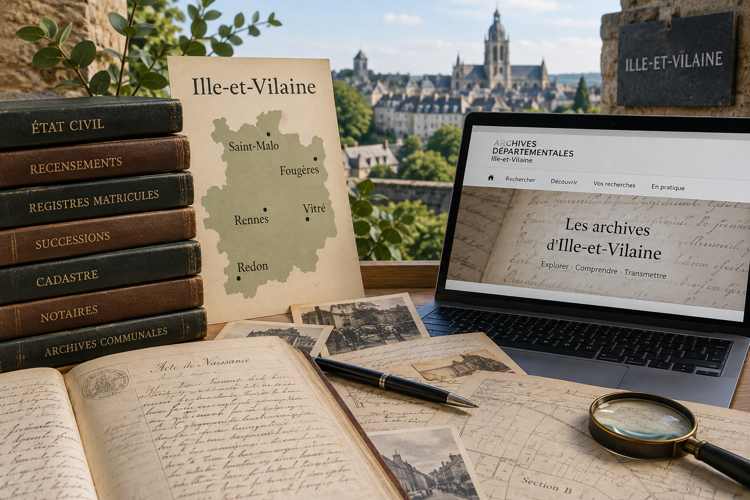 Recherche généalogique en Ille-et-Vilaine à partir des archives départementales et de documents anciens