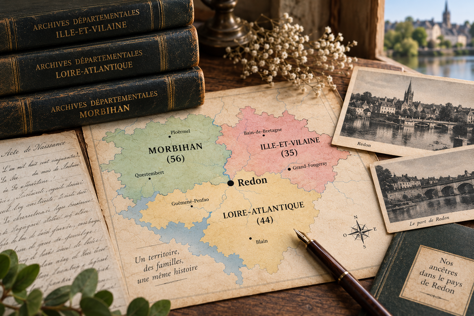 Archives départementales d’Ille-et-Vilaine, de Loire-Atlantique et du Morbihan autour d’une carte du pays de Redon