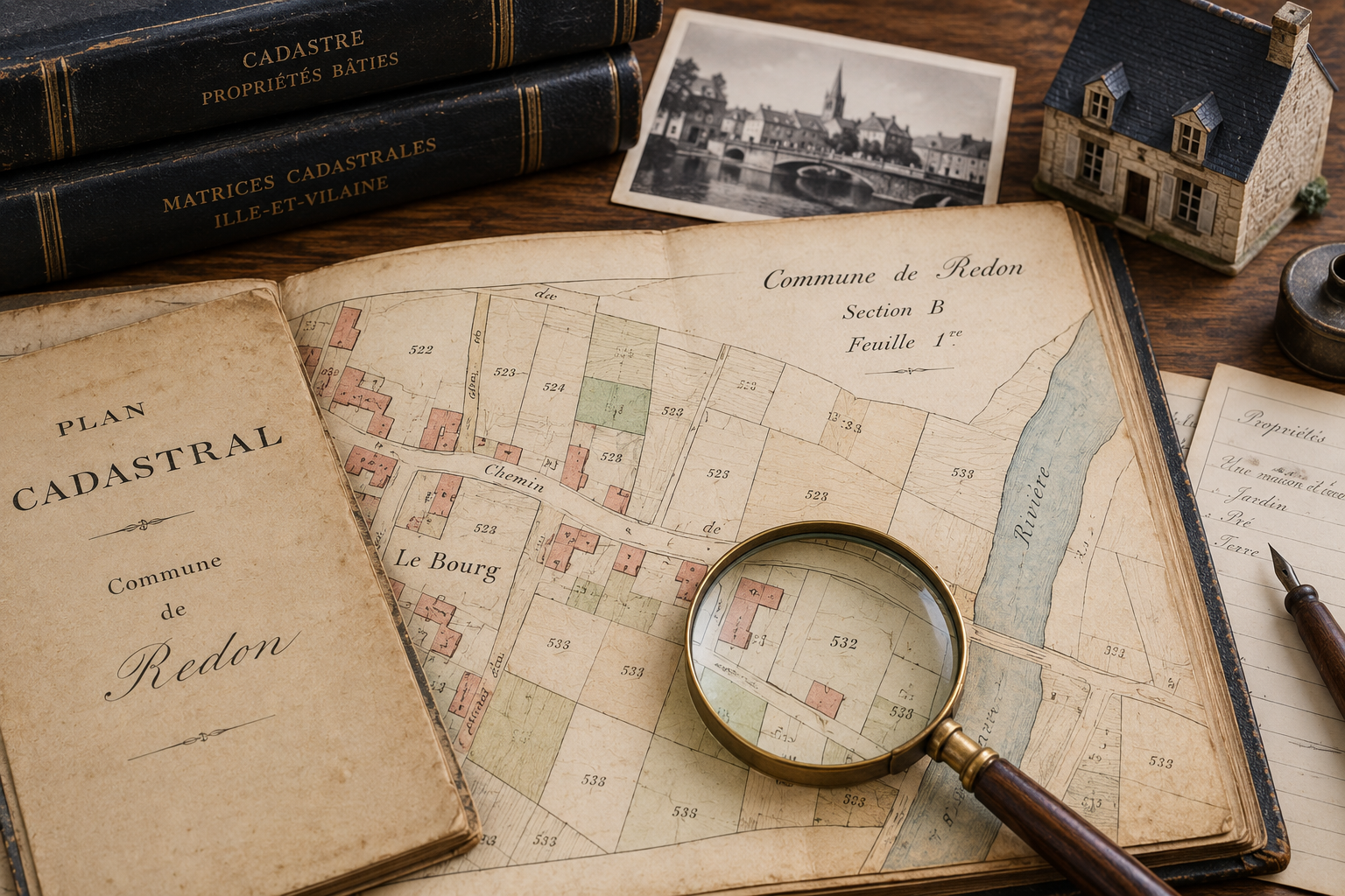 Plan cadastral ancien utilisé pour retrouver une maison ou une parcelle en Ille-et-Vilaine
