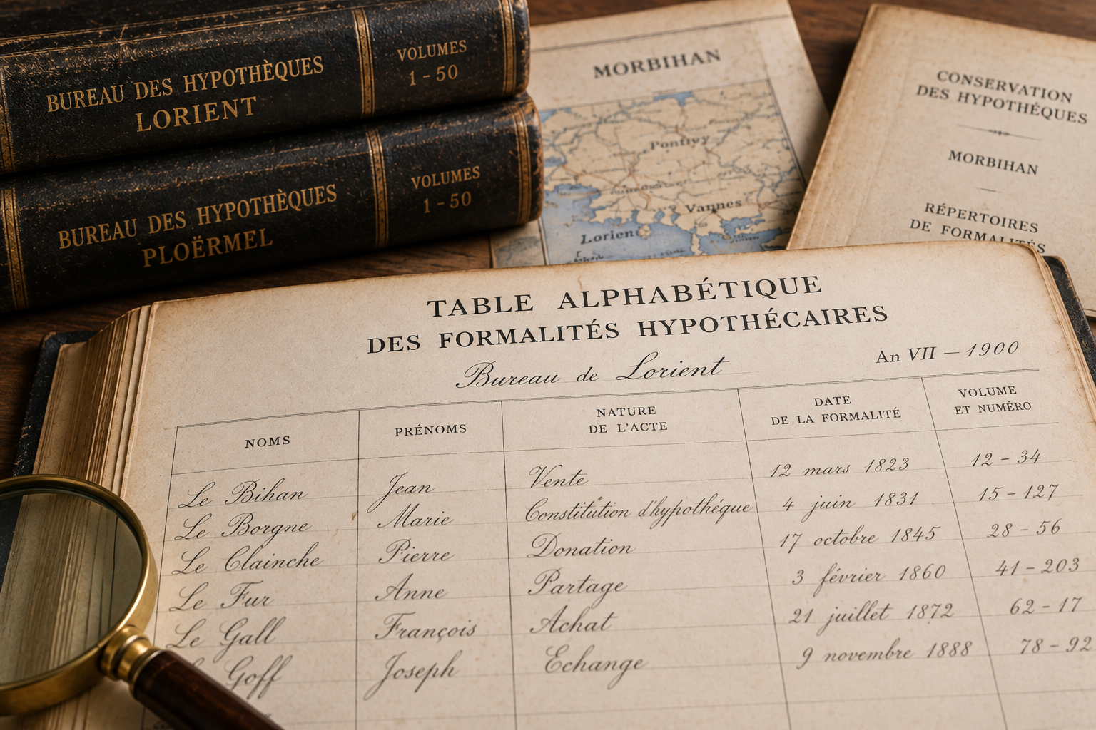 Archives hypothécaires du Morbihan Registres des hypothèques du Morbihan utilisés pour suivre l’histoire d’un bien immobilier et de ses propriétaires