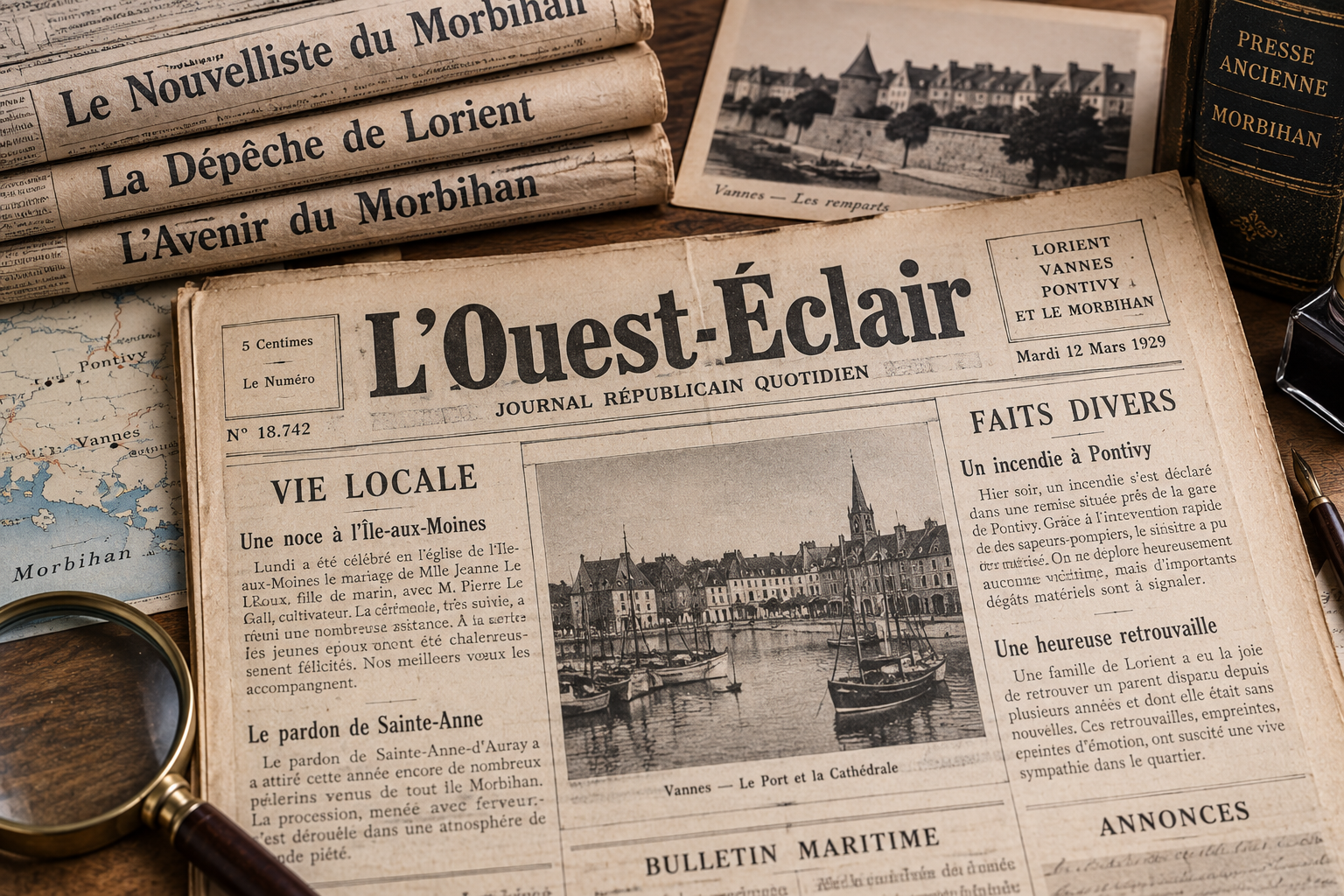 Presse ancienne du Morbihan Journal ancien du Morbihan utilisé pour retrouver des événements et informations sur un ancêtre